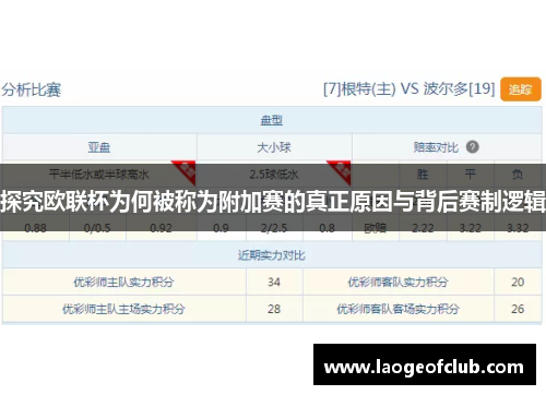 探究欧联杯为何被称为附加赛的真正原因与背后赛制逻辑 探究欧联杯为何被称为附加赛的真正原因与背后赛制逻辑